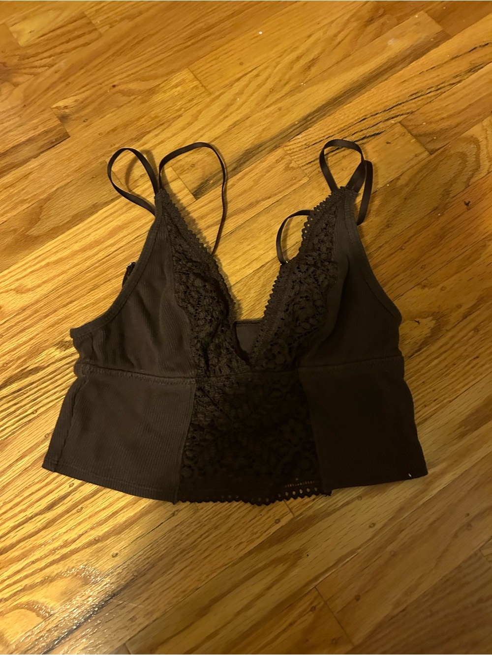 Brown Aerie Lace Trim Bralette - Women Intimates & Sleepwear
